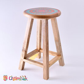 Chumbak(チュンバック) スツール 木製スツール 丸椅子 カラー/Red/Blue インド雑貨 アジアン雑貨 【Chumbak (チュンバック)日本総代理店】