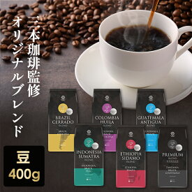 コーヒー ブレンド 豆 ブレンドコーヒー6種 400g コーヒー豆 ホットコーヒー レギュラー 炒り豆 まとめ買い アソート ブレンド ブラジル コロンビア グアテマラ インドネシア エチオピア プレミアムブレンド アソートセット【D】