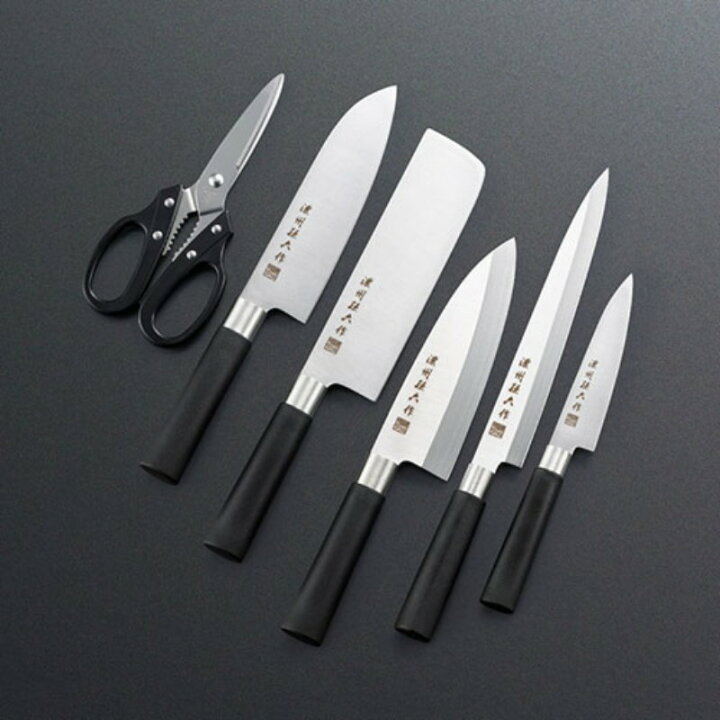 楽天市場】濃州孫六作 料理包丁6点セット 和式丸柄 K20884317 キッチン 