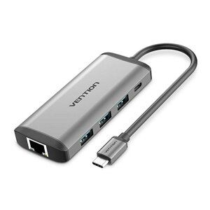 VENTION @\ PDhbLOXe[V USB-C to HDMI/USB3.0*3/RJ45/TF/SD 0.15M ^^Cv O[ CN-8085 [][AS]