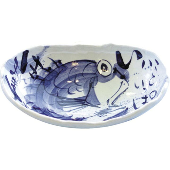 楽天市場】夕立窯 めでたい どーんと楕円鉢(木箱入) 青鯛 C5112019 