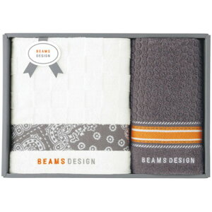BEAMS DESIGN �`�F�b�J�[�o���_�i �o�X�^�I��&�t�F�C�X�^�I�� �O���[ �o�X�^�I��60×110cm�A�t�F�C�X�^�I��34×70cm C6050599 [��][AS]