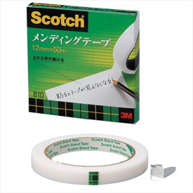 【10個セット】 3M Scotch スコッチ メンディングテープ 12mm×50m 3M-810-3-12X10 事務用品 [▲][AS]