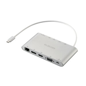 yELECOM/GRz Type C hbLOXe[V 11-in-1 USB-C USB-A HDMI DisplayPort VGA SD+microSD 3.5mm4ɃXeI~j RJ45 Vo[ [][EL]