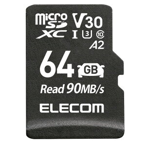 yELECOM/GRz micro SDJ[h 64GB Class10 UHS-I U3 V30 A2 microSDXC Ǎő90MB/s h IPX7 [][EL]