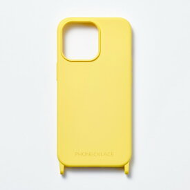 【PHONECKLACE（フォンネックレス）】ストラップホール付きシリコンケース for iPhone 15 Pro Max イエロー 背面カバー型 スマホケース [▲][R]