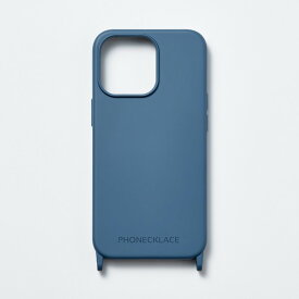 【PHONECKLACE（フォンネックレス）】ストラップホール付きシリコンケース for iPhone 15 Pro Max ティールブルー 背面カバー型 スマホケース [▲][R]