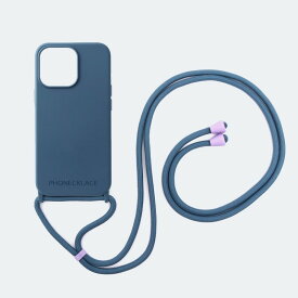 【PHONECKLACE（フォンネックレス）】ストラップホール付きシリコンケース＋Rope Strap For iPhone 15 Pro ティールブルー 背面カバー型 スマホケース [▲][R]