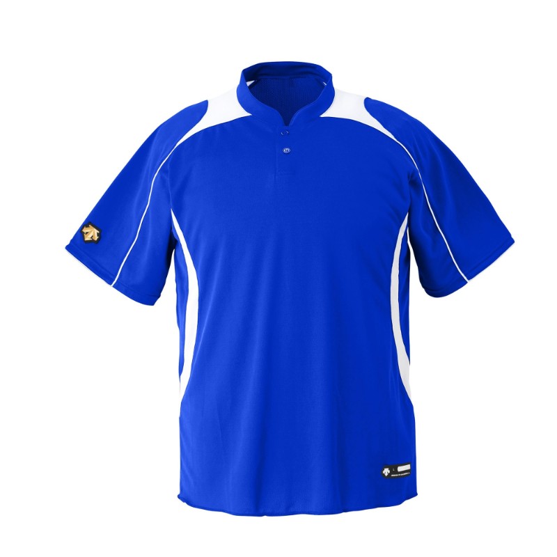 正規逆輸入品 野球 立襟２ボタンベースボールシャツ 半袖シャツ DB 