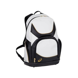 【asics/アシックス】 3123A530 GOLDSTAGE BAGPACK 36L ベースボール 野球 EQ スポーツバッグ ホワイト×ブラック F サイズ [▲][ZX]