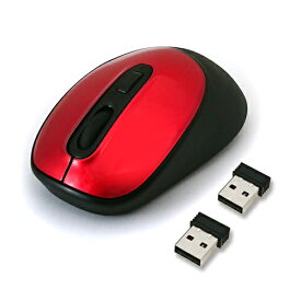 HIDISC PC2台に接続して簡単に切り替え 2レシーバー付 ワイヤレスマウス(レッド) HDM-7146RD パソコン周辺機器 マウス[▲][AS]