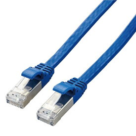 【ELECOM(エレコム)】LANケーブル Cat7 準拠 フラット 10m 10ギガビット RoHS指令準拠 ブルー[▲][EL]