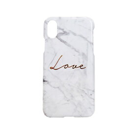 【Happymori（ハッピーモリ）】背面カバー型スマホケース iPhone XS / X Marble love Bar ホワイト スマートフォンケース スマホケース[▲][R]