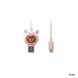 【LINE FRIENDS（ラインフレンズ）】JUNGLE BROWN TYPE-C Cable ピギーブラウン タイプC type-Cケーブル アンドロイド Android タブレット 充電ケーブル[▲][R]