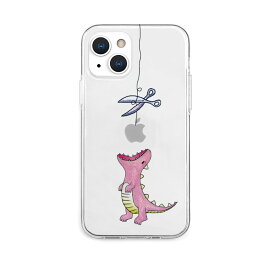 【AKAN 】iPhone 13 背面カバー ソフトクリアケース はらぺこザウルス ピンク スマホケース[▲][R]