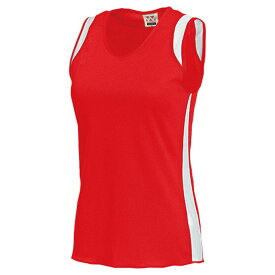 【ウンドウ】ウィメンズランニングシャツ 95 赤xホワイト 130 ランニング シャツ /P-5520J [▲][ZX]