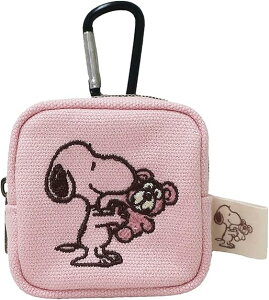 ピーナッツ スヌーピー&ベア カラビナミニポーチ ピンク ぬいぐるみ グッズ 雑貨 新品 *