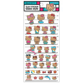カミオジャパン 正規品 ハローキティ 日焼け 4サイズステッカーシール Glass style SANRIO サンリオキャラクターズ グッズ 新品 * 即納