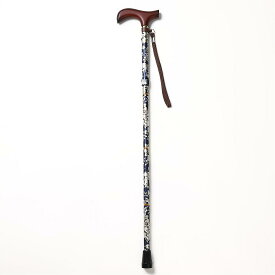 ウェルファン 夢ライフステッキ 柄杖折りたたみ伸縮杖 花ネイビー 全長73〜83cm 婦人用・女性用 高齢者
