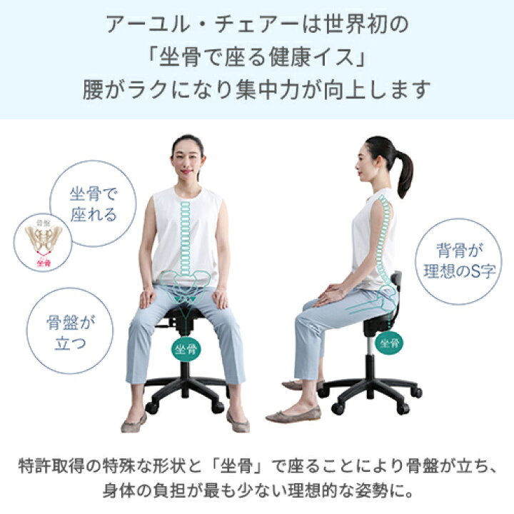アーユルチェア メディカルシート 黒 姿勢矯正 腰痛予防 座椅子 座面 