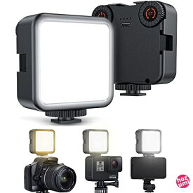 【革新モデル】 LEDビデオライト 撮影ライト カメラライト 無段階調光調色 360度回転 小型 3000K-6000K CRI95+ 補助照明 撮影用ライト Type-C USB充電式 自由雲台付属 iphone/Gopro/Osmo P