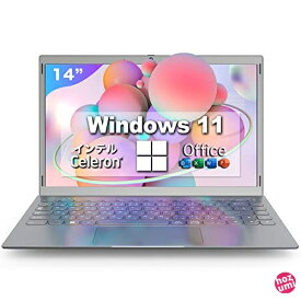 Windows 11 搭載 ノートパソコンoffice搭載 Celeron N4020C WEY パソコンノート/100万画素Webカメラ内蔵/無線LAN搭載/Bluetooth/USB3.0/HDMI/日本語キーボード/14インチ液晶/初