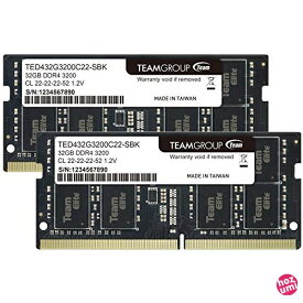 Team ノートPC用メモリ SO-DIMM DDR4 3200MHz PC4-25600 32GBx2枚組 64GBkit 日本国内無期限正規保証