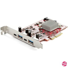 StarTech.com 4ポート増設PCI Expressインターフェースカード／10Gbps USB 3.1 Gen2拡張カード／PCIデュアルコントローラ／2x USB-C + 2x USB-A／フルプロファイル PEXUSB312A