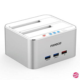 HDDスタンド FIDECO ドッキングステーション USB3.0接続 2.5/3.5インチHDD/SSD SATA I/II/III対応パソコンなしで 外付け オフラインクローン機能付き (シルバー)