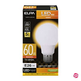 エルパ LED電球 電球形 A形 広配光 口金E26 60W形 電球色 LDA7L-G-G5104