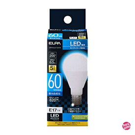 エルパ LED電球 ミニクリプトン球形 口金E17 60W形 昼光色 LDA7D-G-E17-G4105
