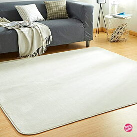 VK Living カーペット ラグ ラグマット 絨毯 200×300cm(約4.5畳) 洗える 滑り止め付 防ダニ 抗菌 防臭 1年中使えるタイプ 床暖房 ホットカーペット対応 ふわっと手触り 優しいフランネルラグ アイボリー