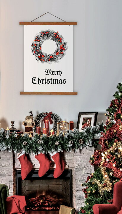 楽天市場 送料無料 クリスマス 布ポスター タペストリー ポスター クリスマスリース おしゃれ シンプル モダン 北欧 飾り 玄関 グッズ 布 アート 絵 インテリア 雑貨 定番 新作 アートポスター モノクロ 白黒 アートプリント デザイン アート Play Of Light