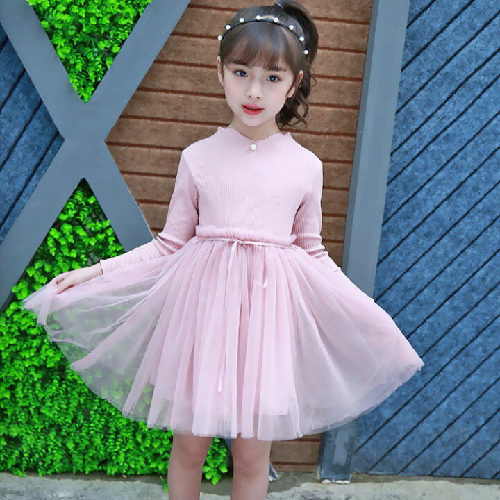 楽天市場 韓国子供服 ワンピース キッズ チュールワンピース 無地 スウィート プリンセスワンピース 春着 秋着 入学式 卒業式 発表会 七五三 演出 発表会 ピンク グレー 90cm 100cm 110cm 1cm 130cm 140cm Hohoemimarket