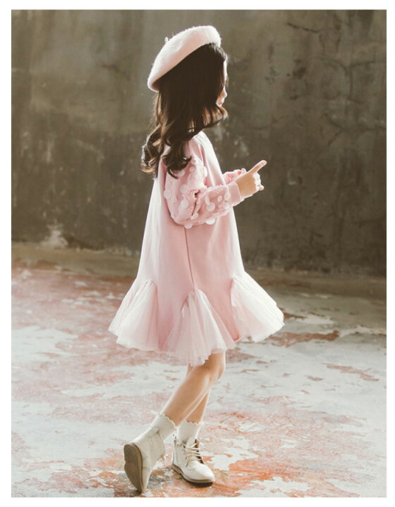 楽天市場 ワンピース 子供ワンピース 女の子 春 秋 冬 スウェットワンピー 花柄 オシャレ 可愛い 韓国子供服 キッズワンピース 長袖ワンピ ピンク 普段着 お出かけ 通園 通学 110cm 1cm 130cm 140cm 150cm 160cm Hohoemimarket