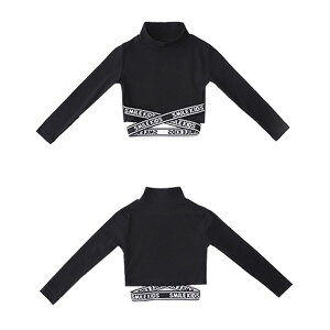 キッズ ダンス衣装 ヒップホップ ダンス jazz Tシャツ ブラック ダンス セクシー 衣装 女の子 ダンスウェア 原宿系 体操服 ジャズダンス キャットウォーク 110/120/130/140/150/160/170/180cm 体育祭 文