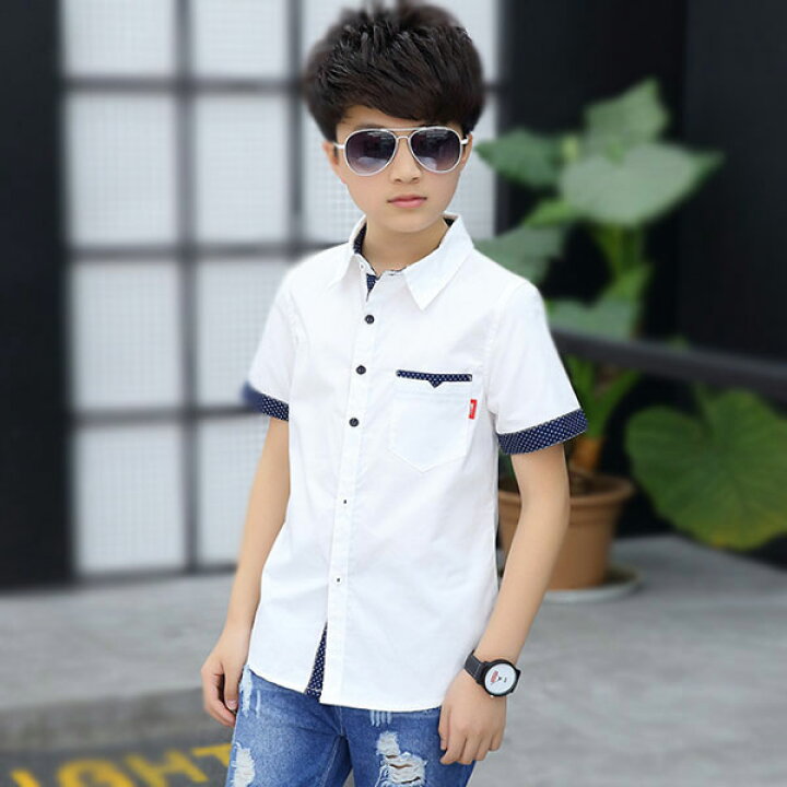 楽天市場 フォーマル シャツ 韓国子供服 男の子 半袖シャツ 夏服 キッズ 男児 かっこいい トップス カジュアルシャツ ホワイト ピンク ブルー 開襟 1 130 140 150 160 170cm Hohoemimarket
