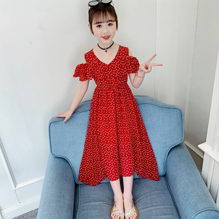 楽天市場 韓国子供服 女の子 ワンピース シフォンワンピ ハート柄 ボヘミアン シーサイド リゾートワンピ キッズ ガールズ 夏ワンピ ロングワンピ レッド 子供ワンピ 普段着 スウィート 110cm 1cm 130cm 140cm 150cm 160cm Hohoemimarket