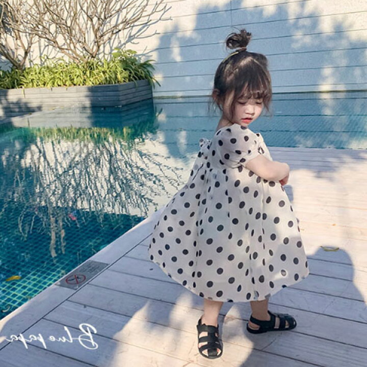 楽天市場 ワンピース 女の子 ベビー 夏ワンピ 半袖 水玉柄 ゆったり 韓国子供服 ガールズ 女児用 ベビー服 子供ワンピ 可愛い ドット柄 夏着 通園 通学 旅行 リゾート ページュ 90cm 100cm 110cm 1cm 130cm Hohoemimarket