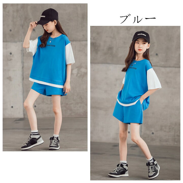 楽天市場 韓国子供服 女の子 ジャージ 学生 スポーツウェア ゆったり 夏着 2点セット Tシャツ ショーツ ブルー パープル キッズ セットアップ 上下セット 半袖 トップス アンサンブル 運動着 普段着 遠足 通学着 110 1 130 140 150 160 170 Hohoemimarket