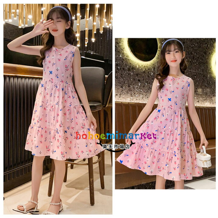楽天市場】韓国子供服 夏服 女の子 ワンピース ピンク 花柄 ワンピース 