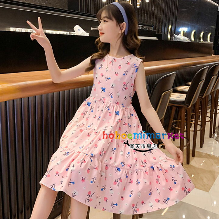 楽天市場】韓国子供服 夏服 女の子 ワンピース ピンク 花柄 ワンピース 