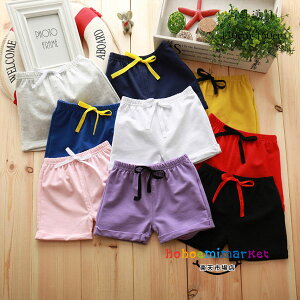 韓国子供服 ショートパンツ キッズ ズボン 男の子 女の子 ショートパンツ ショーツ 綿 ベビー服 ベビー パンツ ホワイト イエロー レッド ネイビー ピンク ブルー グレー ブラック 薄手 パン
