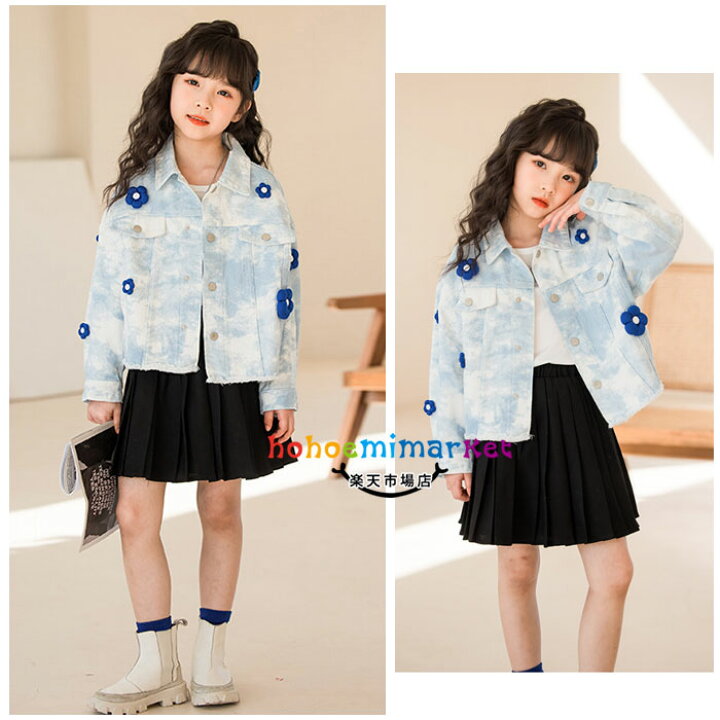 楽天市場】韓国子供服 新品 春服 女の子 デニムジャケット ライト 