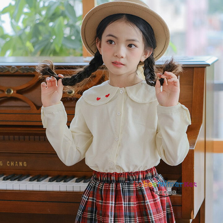 楽天市場】韓国子供服 女の子 シャツ ブラウス 長袖 ラペル ハート  
