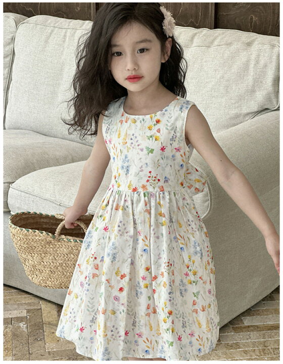 楽天市場】韓国子供服 女の子 ワンピース 花柄 ノースリーブ 