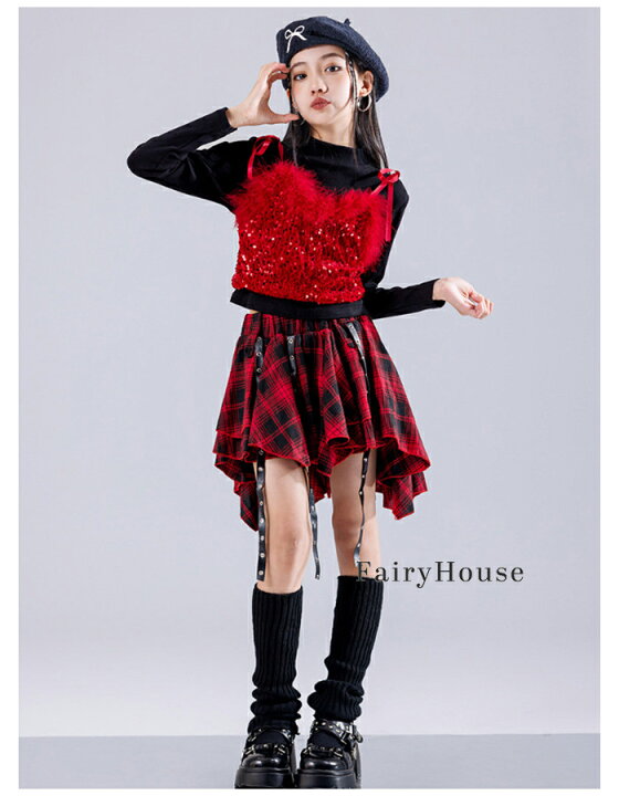 楽天市場】ダンス衣装 女の子 赤スカート チアダンス ダンススカート  