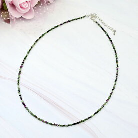 ルビーインゾイサイトネックレス　約2mm　長さ約40cm（引き輪込）アジャスター5cm金具:真鍮引き輪アジャスター