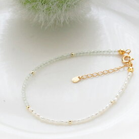 プレナイト　淡水真珠　ヘマタイト　ブレスレット　約18cm＋3cmアジャスター　シルバー925