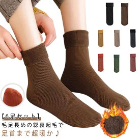 【6足セット】 もこもこ クルーソックス 防寒対策 保温 レディース 靴下 【6足セット】 暖かい 室内履き あったか 【6足セット】 ストレッチ 秋冬 裏起毛 女性 おしゃれ 冷えとり くつ下 厚手 柔らかい かわいい
